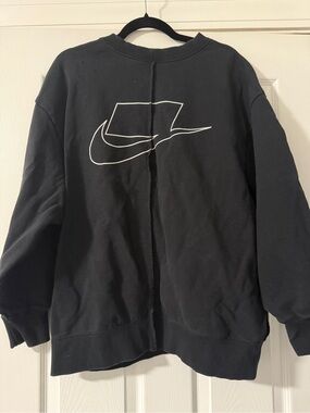 Nike Black Sweatshirt with White Swoosh Outline